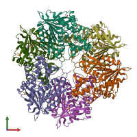 PDB entry 6fkx coloured by chain, front view.