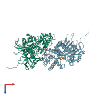 PDB entry 6fl3 coloured by chain, top view.