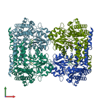 PDB entry 6fl5 coloured by chain, front view.