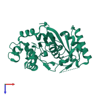 PDB entry 6flf coloured by chain, top view.