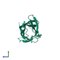 PDB entry 6flj coloured by chain, side view.