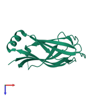 PDB entry 6flj coloured by chain, top view.
