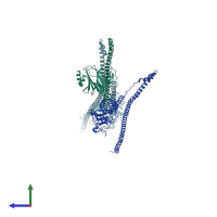 PDB entry 6fln coloured by chain, side view.