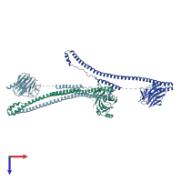 PDB entry 6fln coloured by chain, top view.
