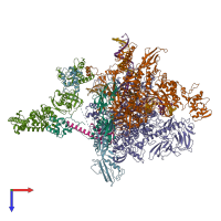 PDB entry 6flq coloured by chain, top view.
