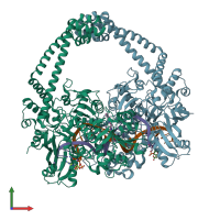 PDB entry 6fm4 coloured by chain, front view.