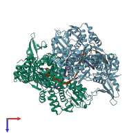 PDB entry 6fm4 coloured by chain, top view.