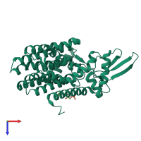 PDB entry 6fm9 coloured by chain, top view.