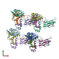 PDB entry 6fmj coloured by chain, front view.