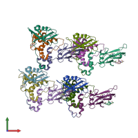 PDB entry 6fmk coloured by chain, front view.