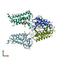 PDB entry 6fms coloured by chain, front view.