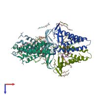 PDB entry 6fms coloured by chain, top view.