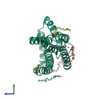 PDB entry 6fmx coloured by chain, side view.