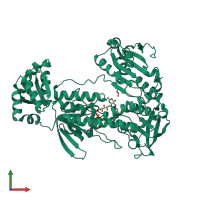 PDB entry 6fmz coloured by chain, front view.