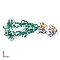 PDB entry 6fn4 coloured by chain, front view.