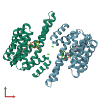 PDB entry 6fna coloured by chain, front view.