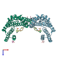 PDB entry 6fna coloured by chain, top view.