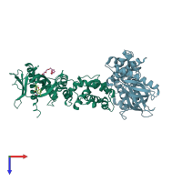 PDB entry 6fne coloured by chain, top view.