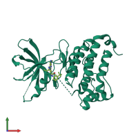 PDB entry 6fni coloured by chain, front view.