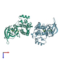PDB entry 6fnj coloured by chain, top view.