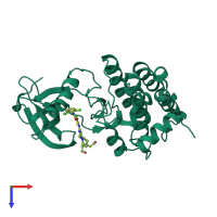 PDB entry 6fnm coloured by chain, top view.