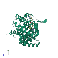 PDB entry 6fnu coloured by chain, side view.