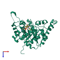 PDB entry 6fnu coloured by chain, top view.