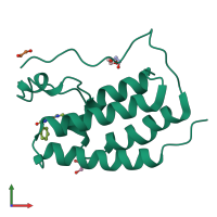 PDB entry 6fnx coloured by chain, front view.