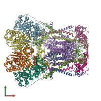 PDB entry 6fo2 coloured by chain, front view.