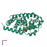 PDB entry 6fo7 coloured by chain, top view.