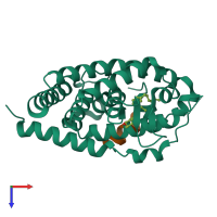 PDB entry 6fod coloured by chain, top view.