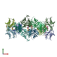 PDB entry 6fof coloured by chain, front view.