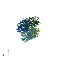 PDB entry 6fog coloured by chain, side view.