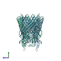 PDB entry 6fom coloured by chain, side view.