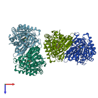 PDB entry 6fow coloured by chain, top view.