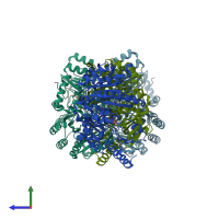 PDB entry 6fp3 coloured by chain, side view.