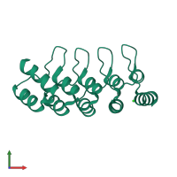 PDB entry 6fpb coloured by chain, front view.