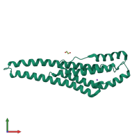 PDB entry 6fpd coloured by chain, front view.