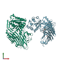 PDB entry 6fpy coloured by chain, front view.
