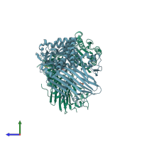 PDB entry 6fpy coloured by chain, side view.