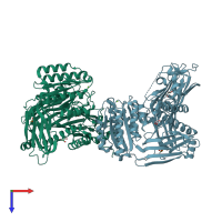 PDB entry 6fpy coloured by chain, top view.
