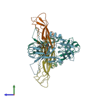 PDB entry 6fq0 coloured by chain, side view.