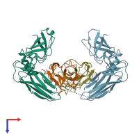 PDB entry 6fq0 coloured by chain, top view.