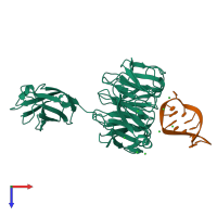PDB 6fq3 coloured by chain and viewed from the top.