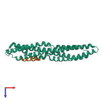 PDB entry 6fq4 coloured by chain, top view.