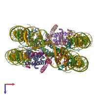 PDB entry 6fq6 coloured by chain, top view.