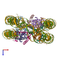 PDB entry 6fq8 coloured by chain, top view.