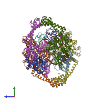 PDB 6fqm coloured by chain and viewed from the side.