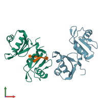 PDB entry 6fqr coloured by chain, front view.