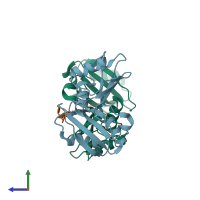 PDB entry 6fqr coloured by chain, side view.
